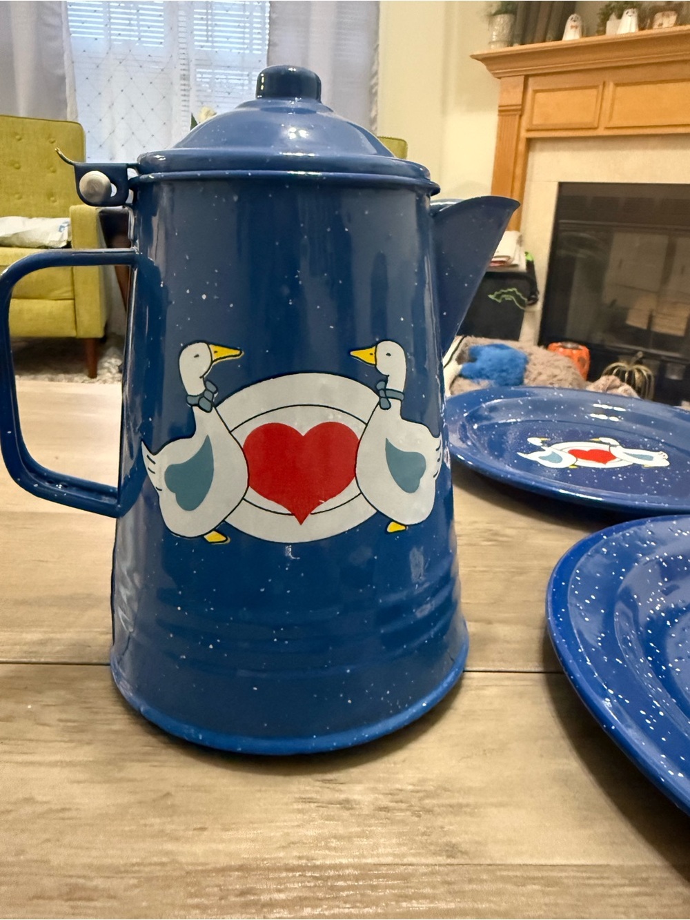 Vintage Tres Mexico Navy Blue 9 piece coffee pot, mugs, and plates